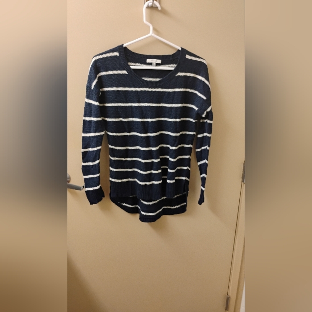 Madewell Crewneck Striped Blue And White Cotton Blend Sweater Sz XS